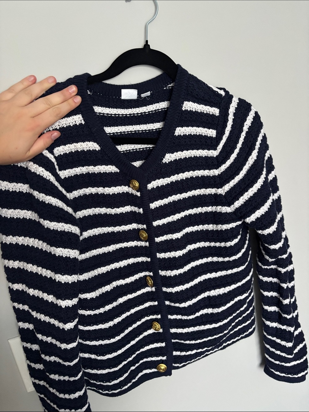 GAP Navy and White L Striped Sweater Top